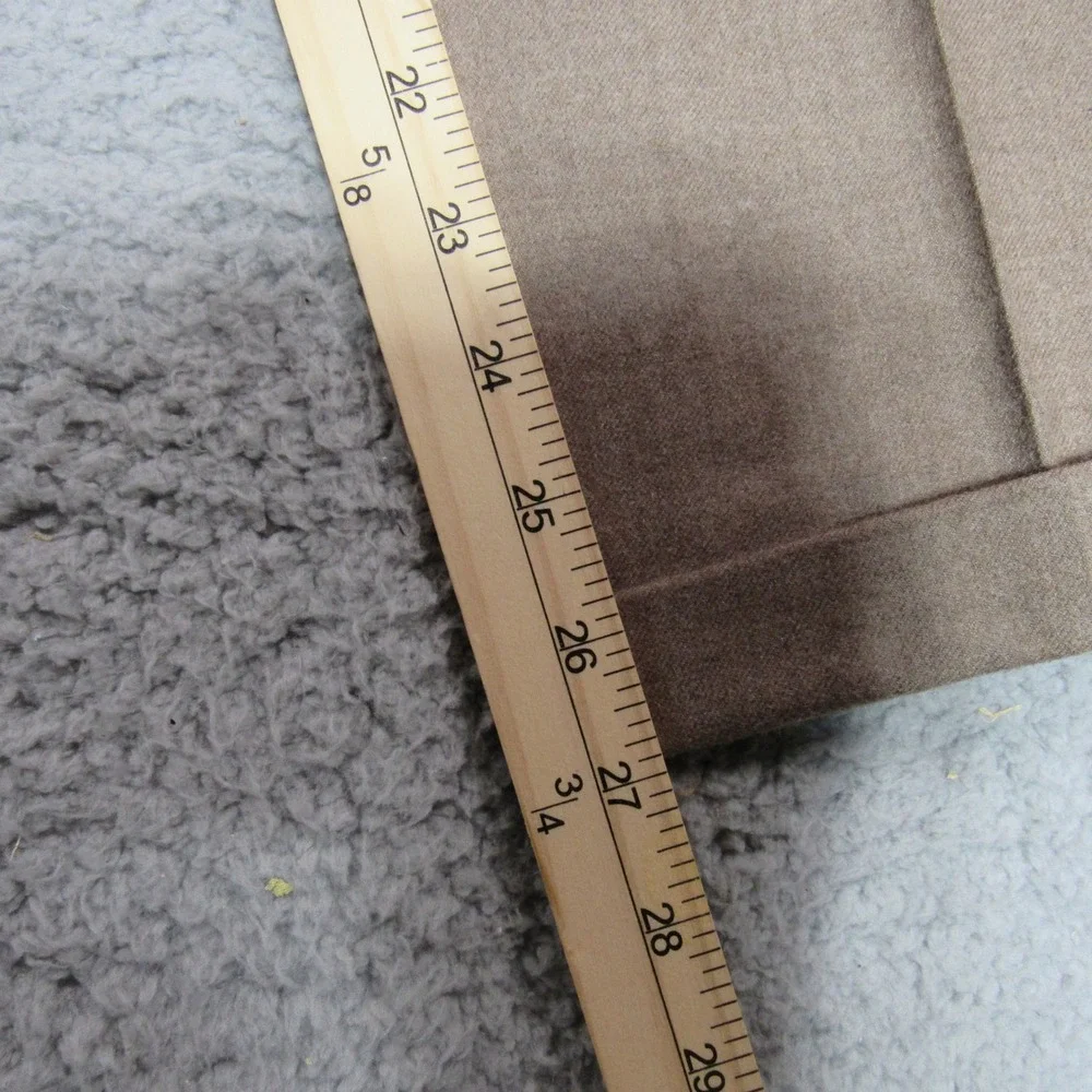 Feldini Mens 32x27.5 Taupe Brown 100% Wool Double Pleated Cuffed Dress Pants